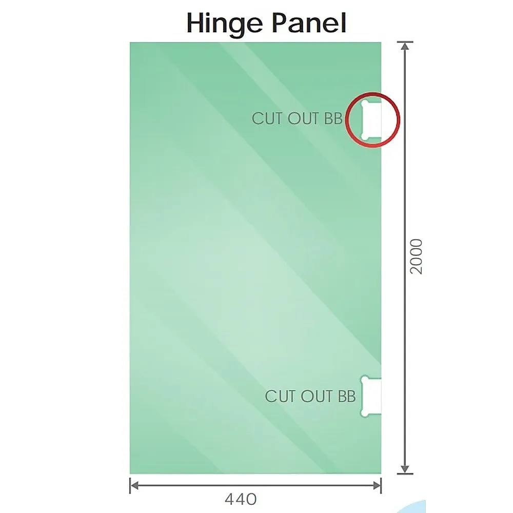 110x70cm Corner Frameless Shower Screen | Black Brackets | Brass Hinges | Square Knob Handle | Contemporary Design
