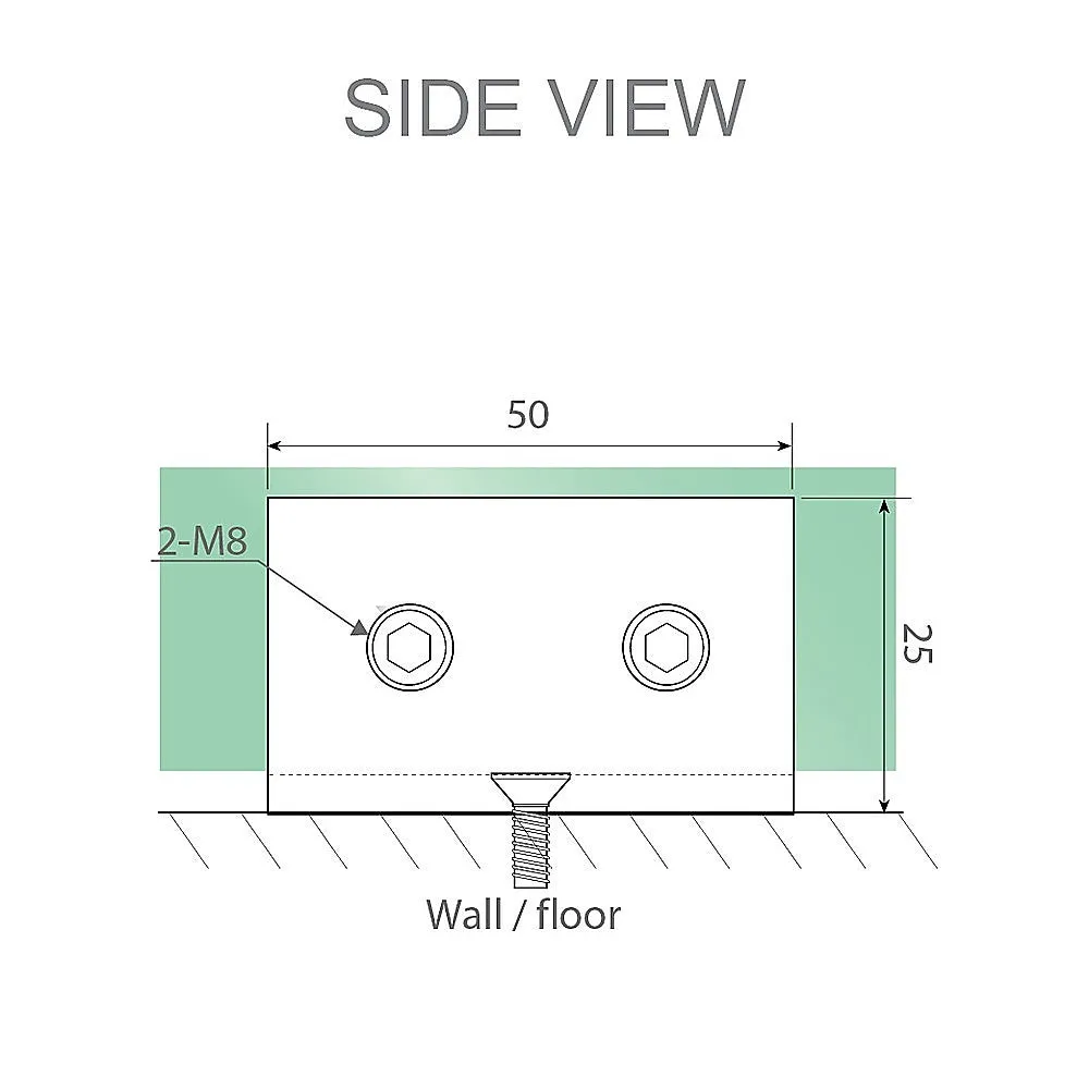 110x70cm Corner Frameless Shower Screen | Black Brackets | Brass Hinges | Square Knob Handle | Contemporary Design