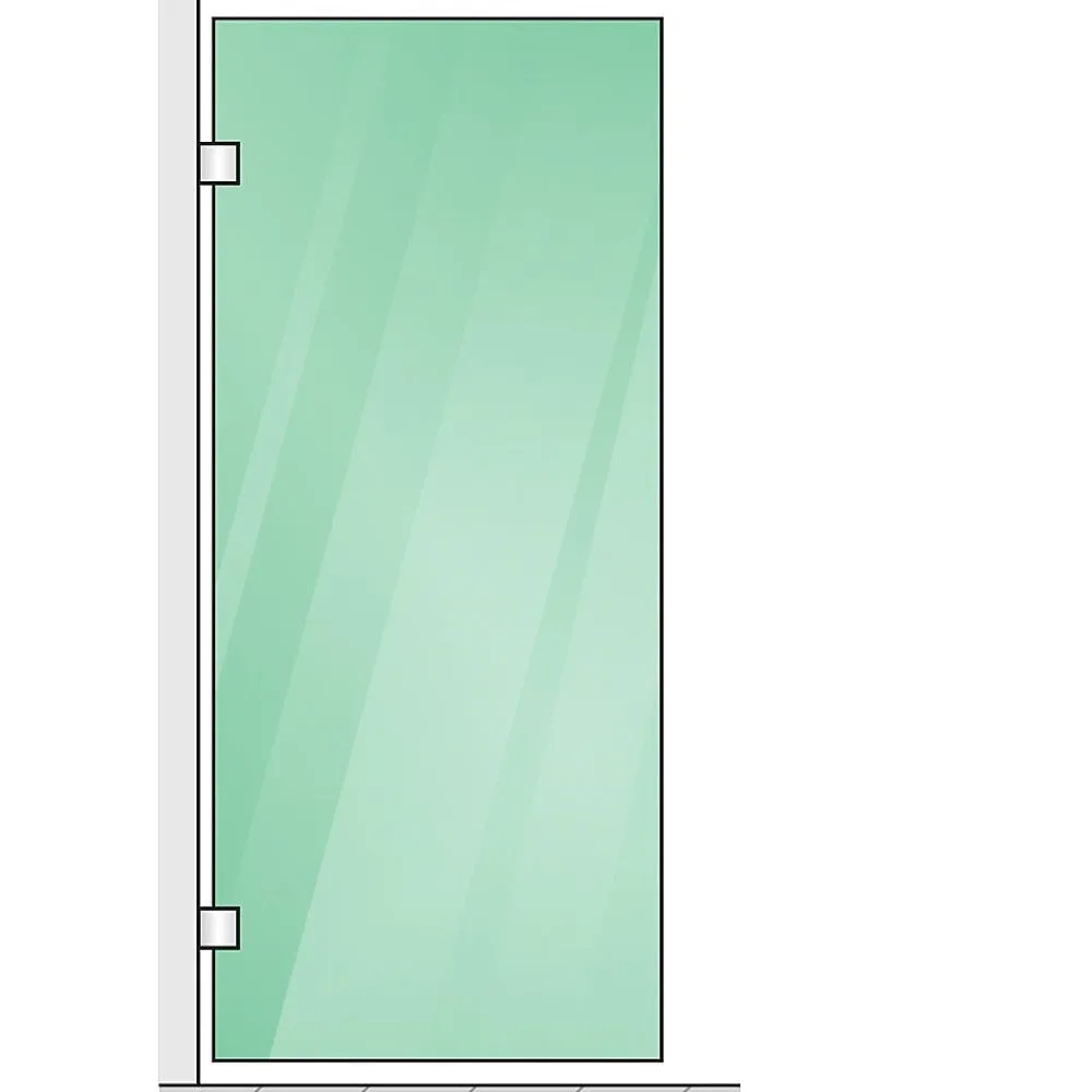 110x70cm Corner Frameless Shower Screen | Black Brackets | Brass Hinges | Square Knob Handle | Contemporary Design