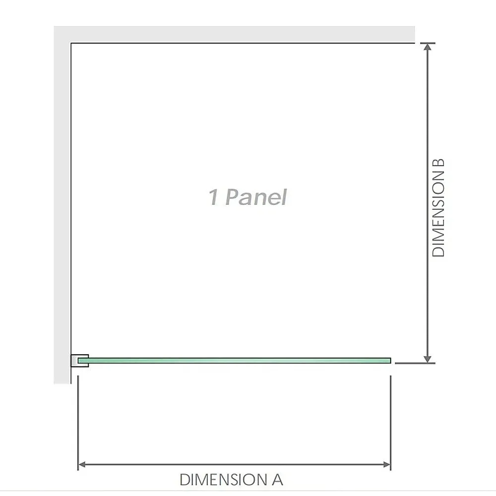 110x70cm Corner Frameless Shower Screen | Black Brackets | Brass Hinges | Square Knob Handle | Contemporary Design