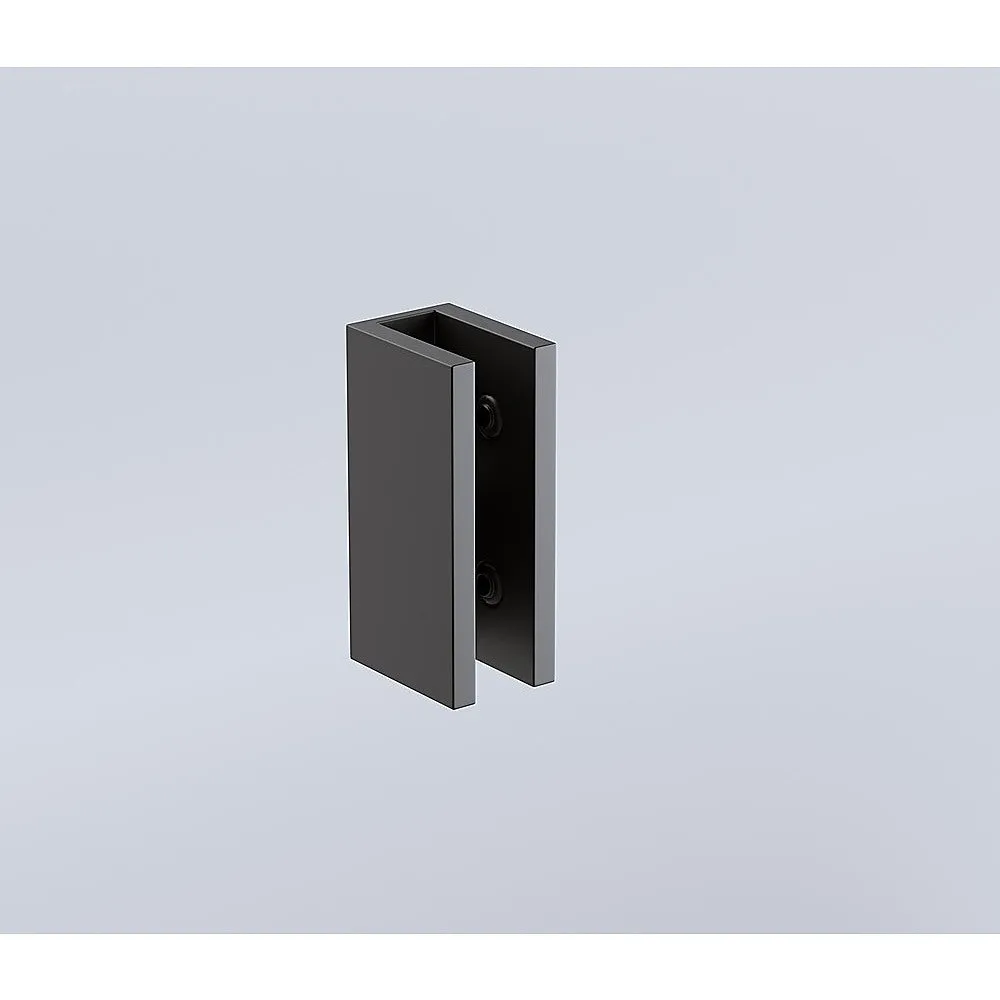 110x70cm Corner Frameless Shower Screen | Black Brackets | Brass Hinges | Square Knob Handle | Contemporary Design