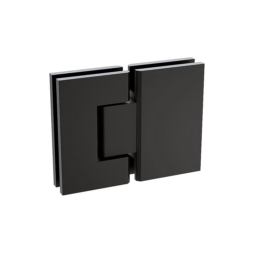 110x70cm Corner Frameless Shower Screen | Black Brackets | Brass Hinges | Square Knob Handle | Contemporary Design