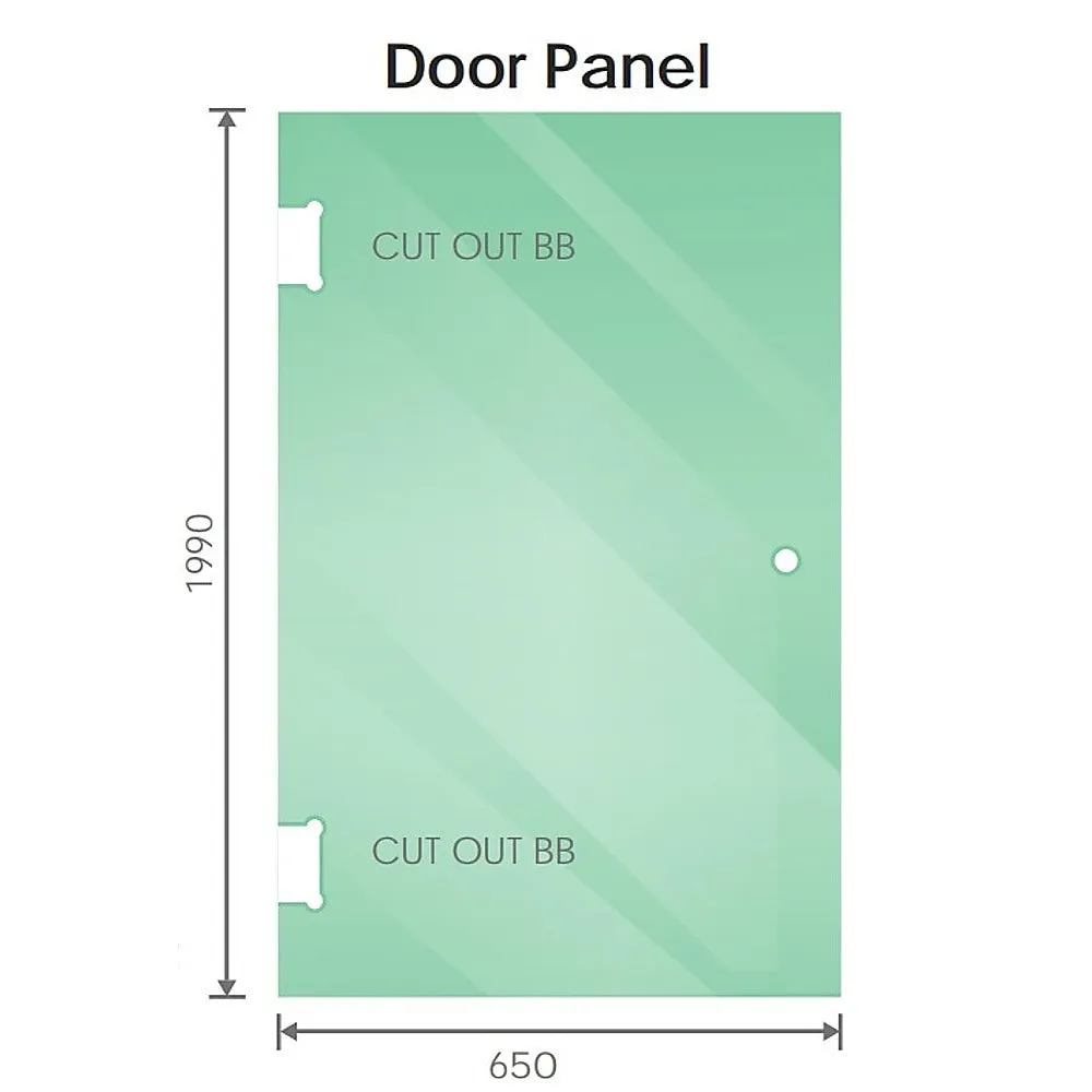 110x70cm Corner Frameless Shower Screen | Black Brackets | Brass Hinges | Square Knob Handle | Contemporary Design