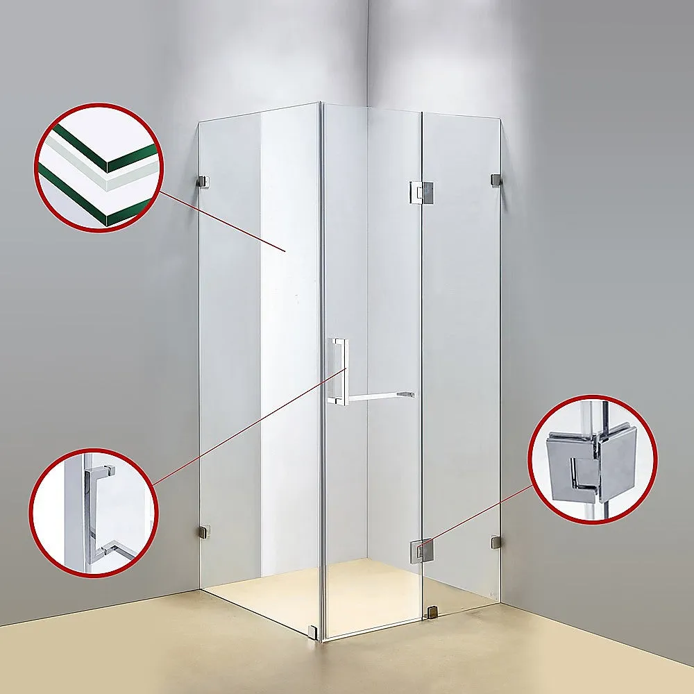 1200 x 1000mm Frameless 10mm Glass Shower Screen | Della Francesca Design