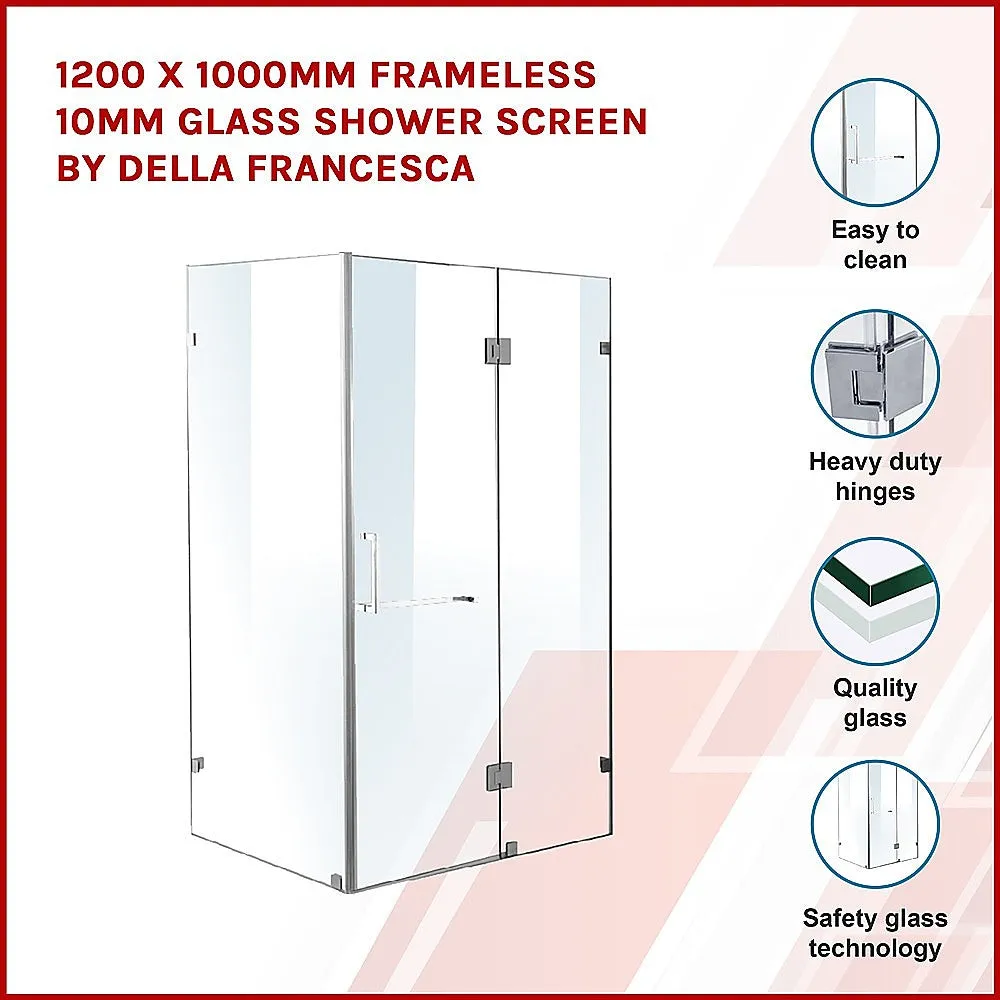 1200 x 1000mm Frameless 10mm Glass Shower Screen | Della Francesca Design