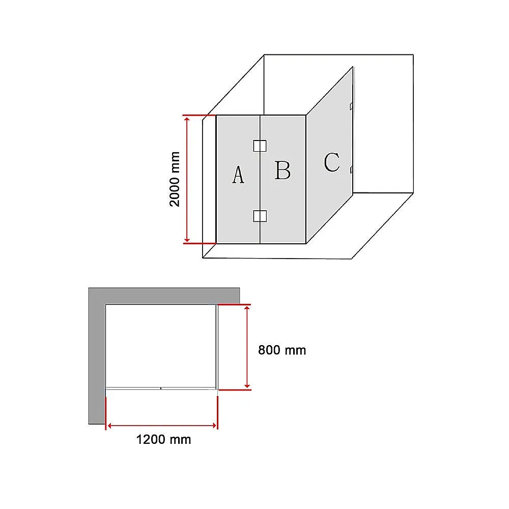 1200 x 800mm Frameless 10mm Glass Shower Screen | Della Francesca Design
