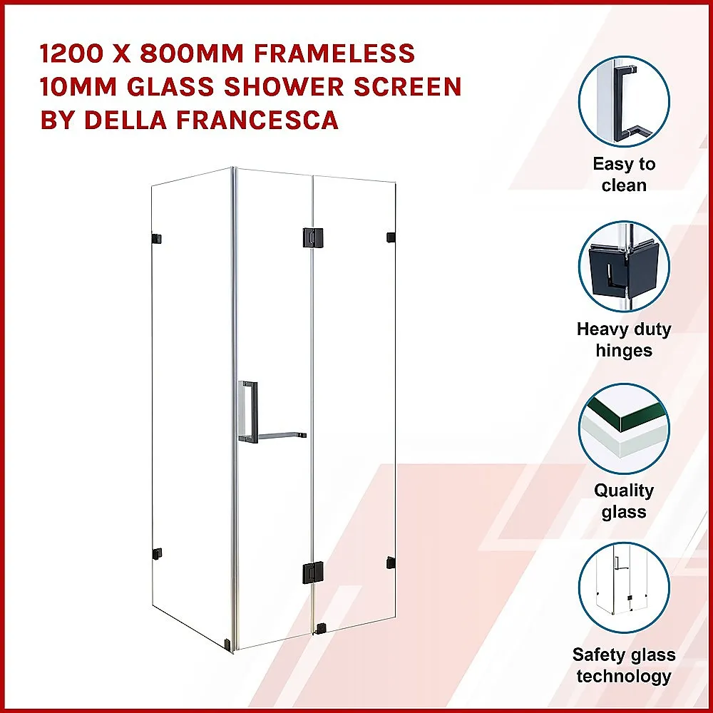 1200 x 800mm Frameless 10mm Glass Shower Screen | Della Francesca Design