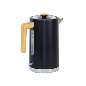 1.7L Kitchen Kettle | Black with Wood Accents | Sleek Design