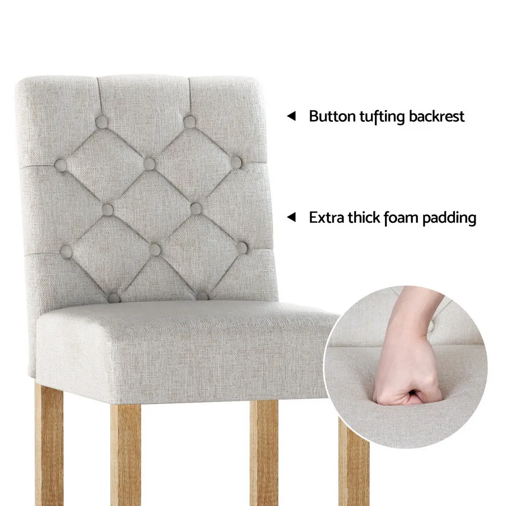 4x Bar Stools | Linen Upholstered Chairs | Modern Design