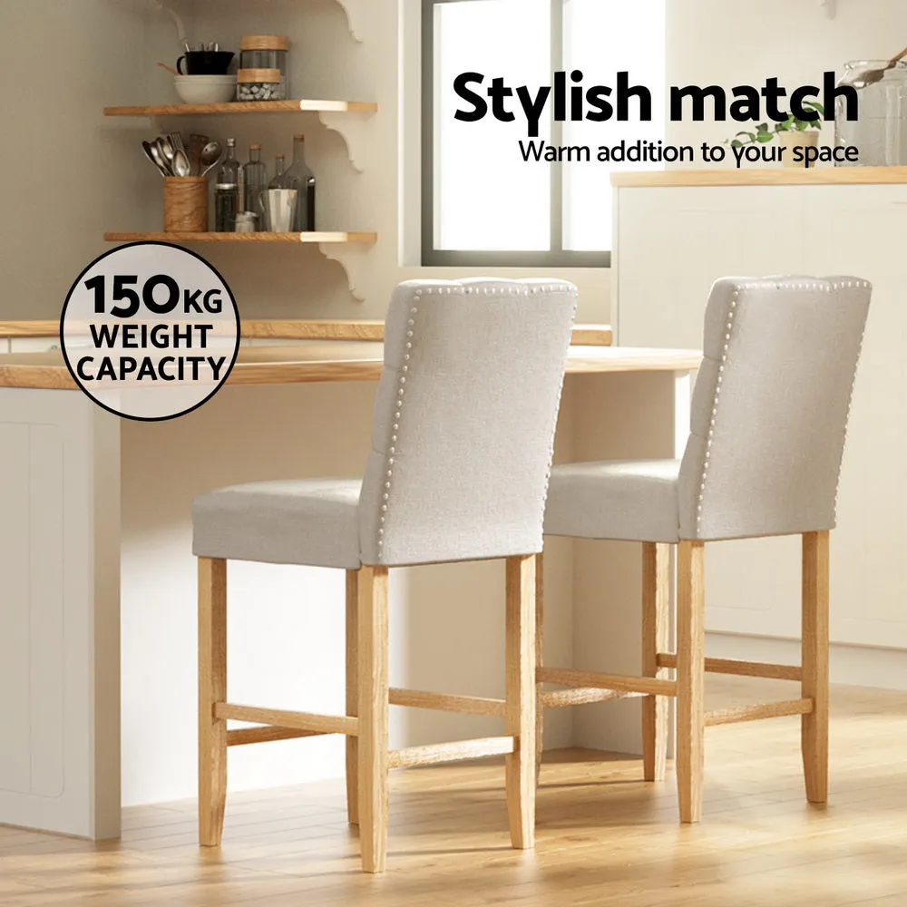 4x Bar Stools | Linen Upholstered Chairs | Modern Design
