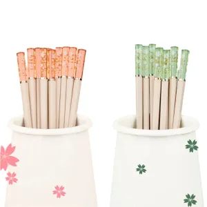 5 Pairs Anti Slip Amber Sakura Chopsticks Antibacterial & Heat Resistant