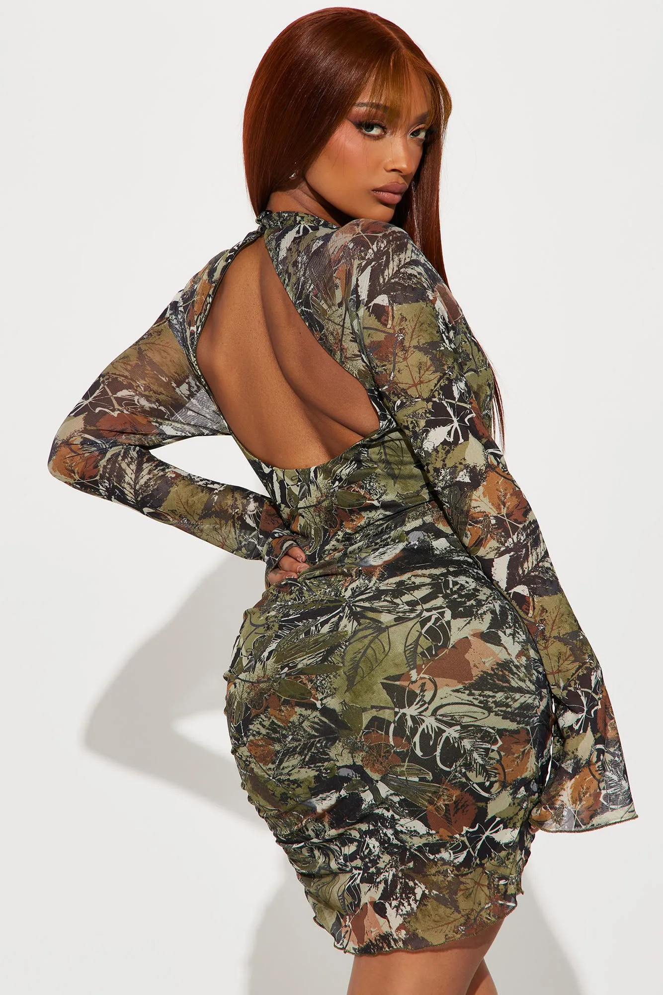 Alia Mesh Mini Dress - Green/combo