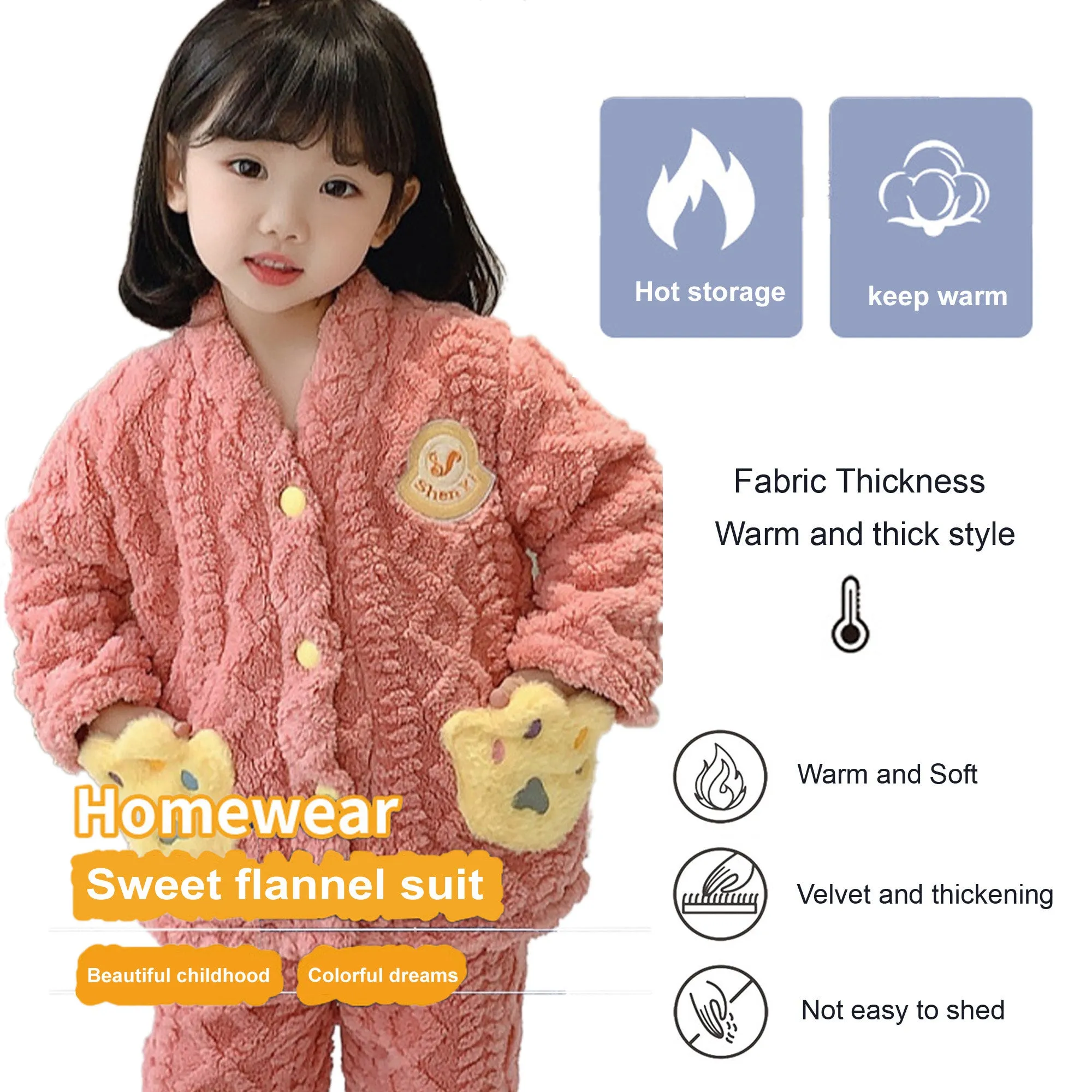Babymoon Set of 3 | Baby Sleepwear Nightsuit with Scraf Kid’s Winter Nightdress Pajamas Winter Sweater | Red