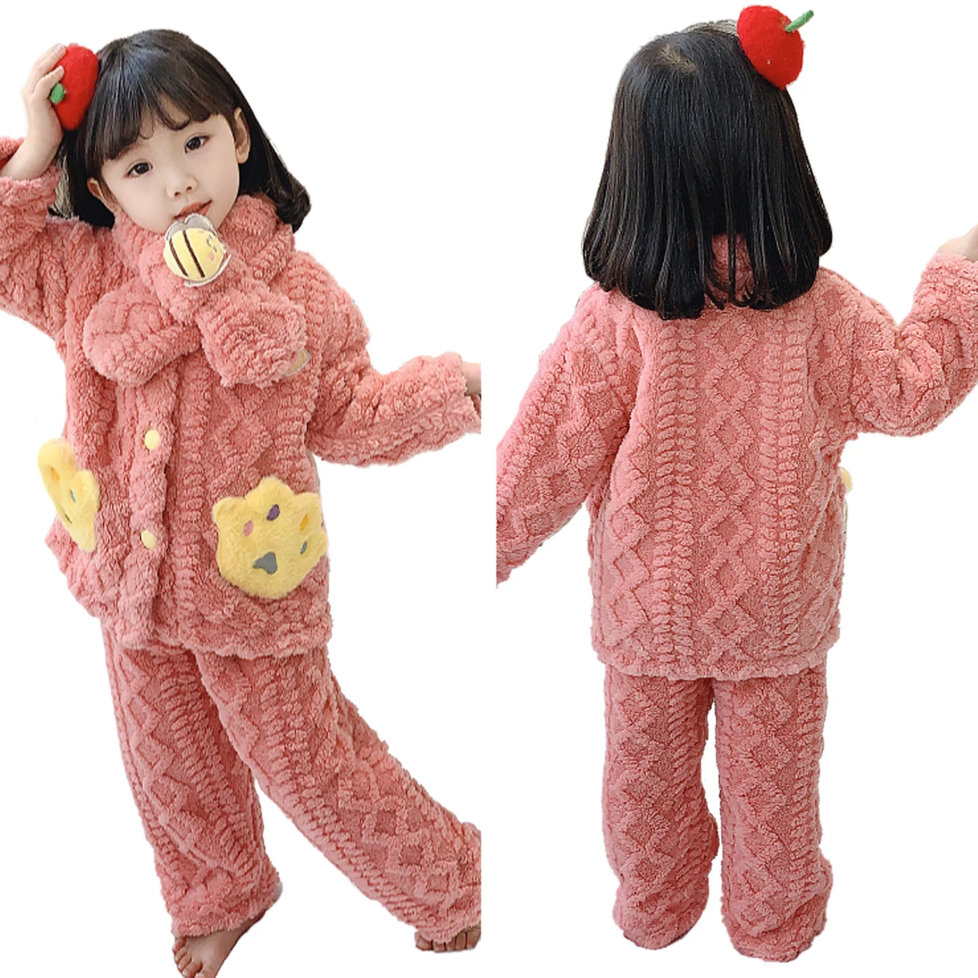 Babymoon Set of 3 | Baby Sleepwear Nightsuit with Scraf Kid’s Winter Nightdress Pajamas Winter Sweater | Red