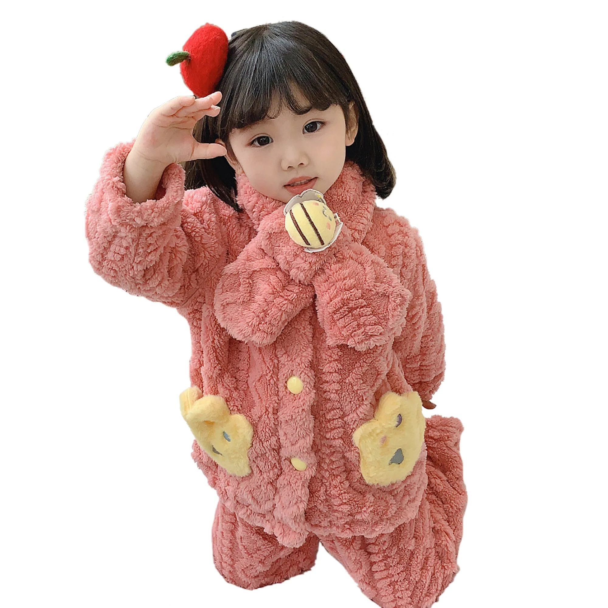 Babymoon Set of 3 | Baby Sleepwear Nightsuit with Scraf Kid’s Winter Nightdress Pajamas Winter Sweater | Red