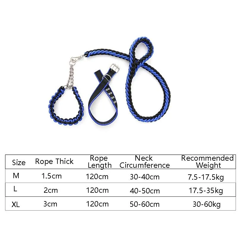 Braided Dog Leash With Explosion Proof Belt Size M
