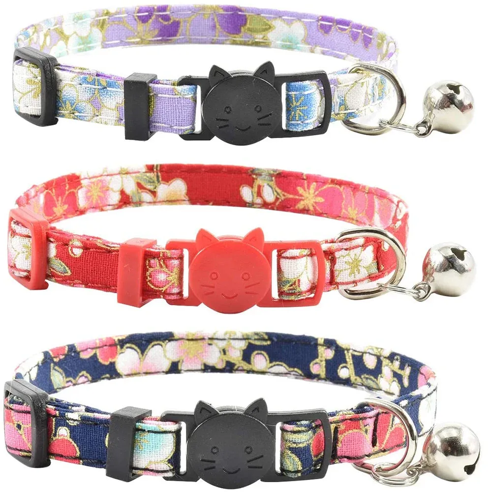 Cat Collar Breakaway with Bell Leopard Durable & Safe Cute Kitten Collars Safety Adjustable Kitty Collar for Cat Puppy 7.5-11in