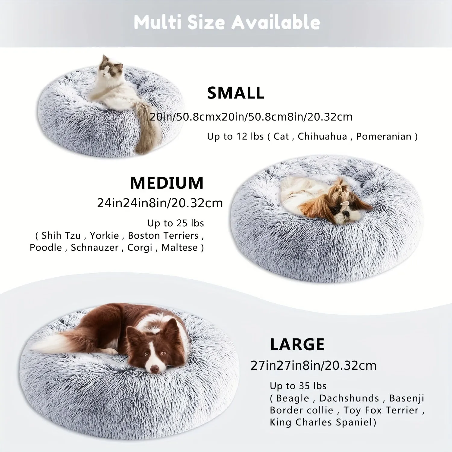 Cozy Donut Cat Bed Warm Calming  Washable with Nonslip Bottom
