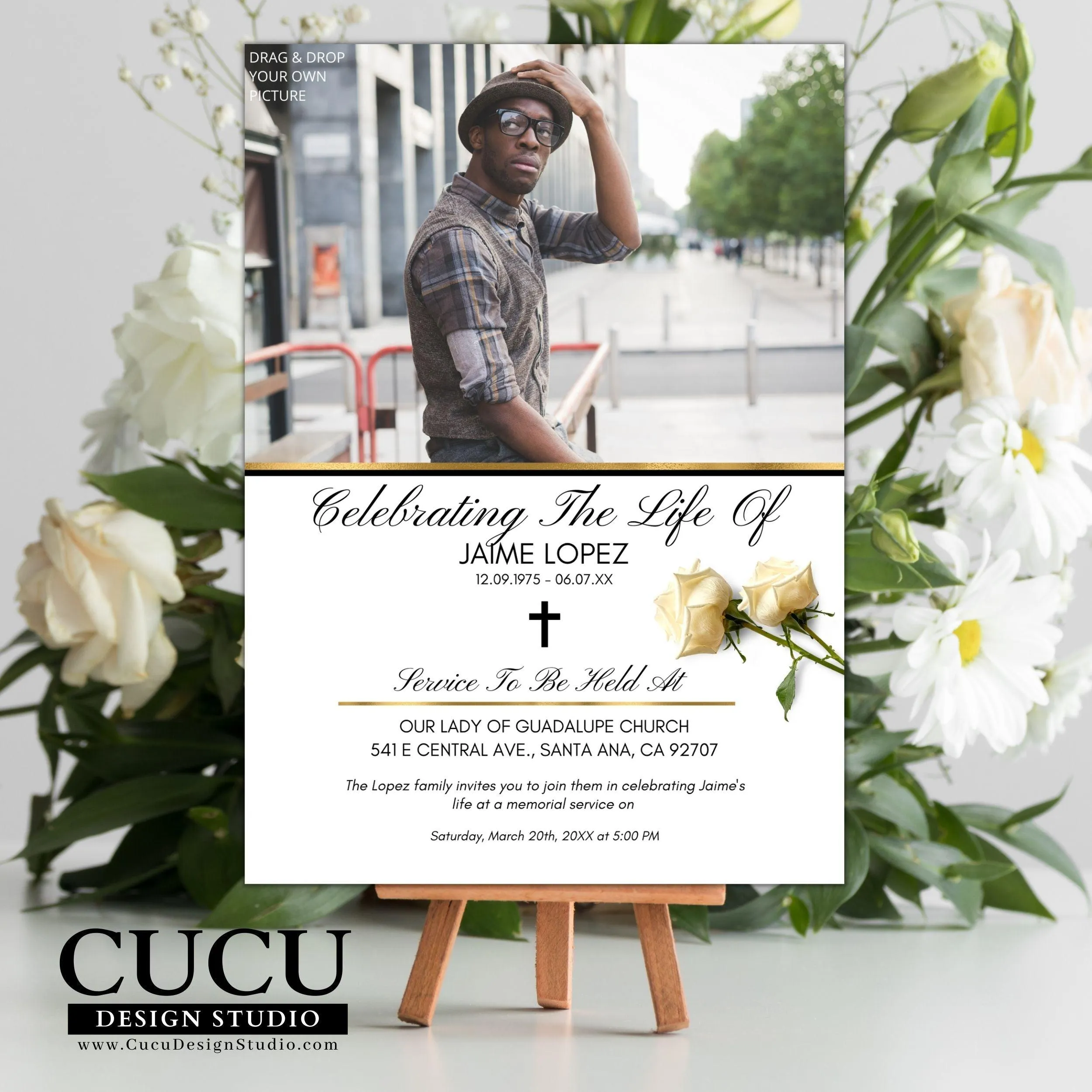 Customizable Funeral Invitation Card Template
