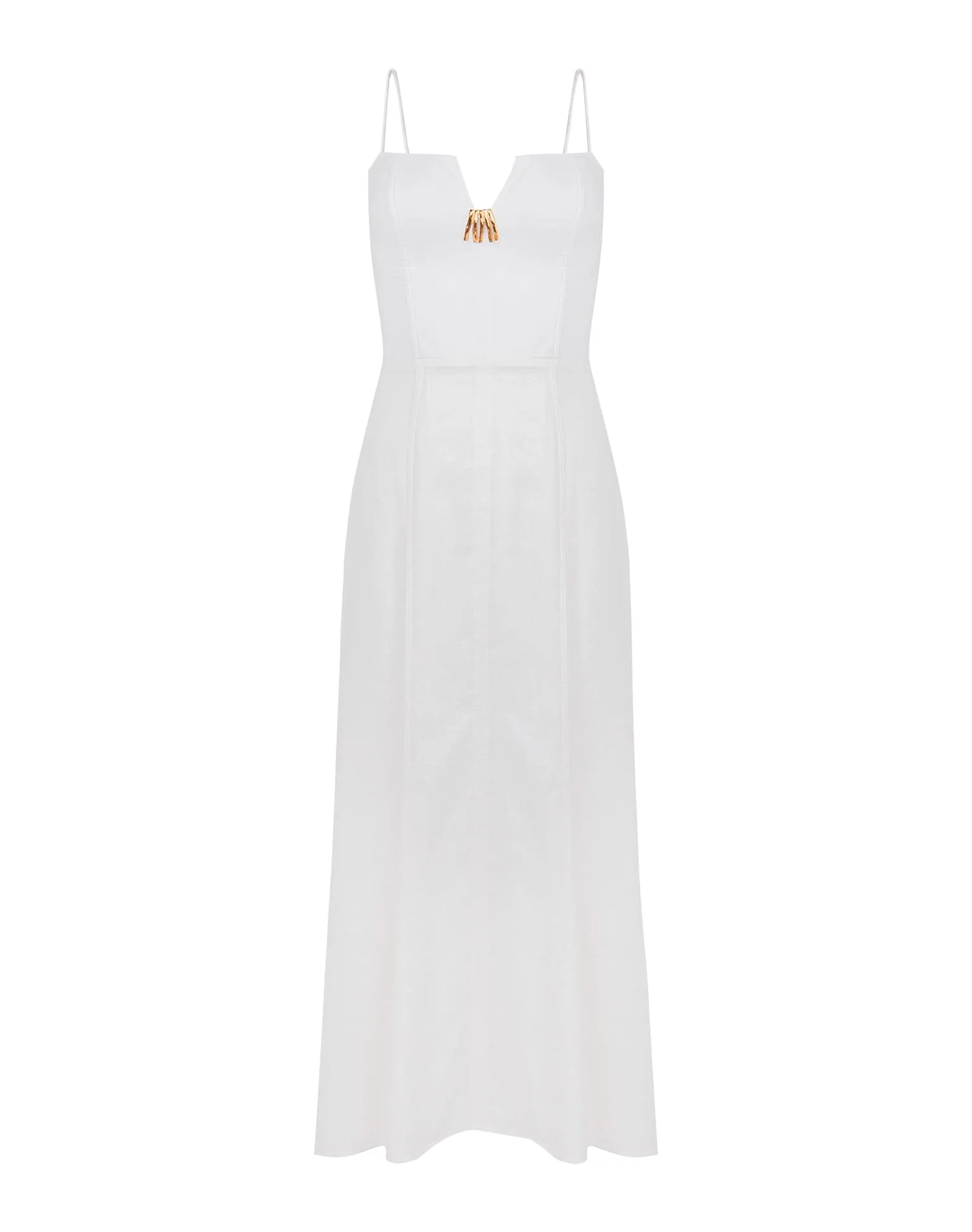 Lilith Detail Long Dress - Off White
