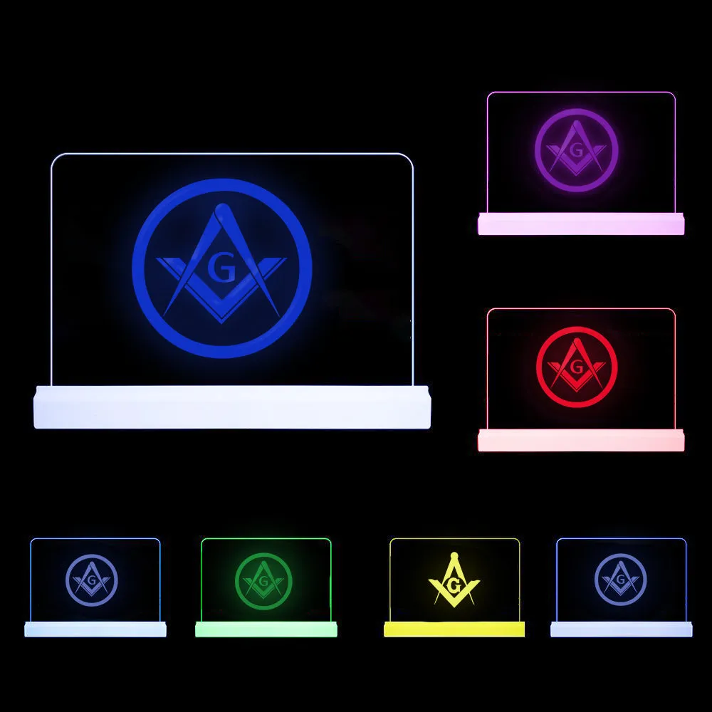 Master Mason Blue Lodge LED Sign - 3D Glowing light