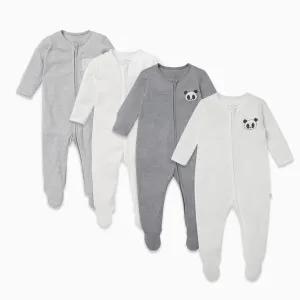 Panda Pal Zip Baby Pajamas 4 Pack