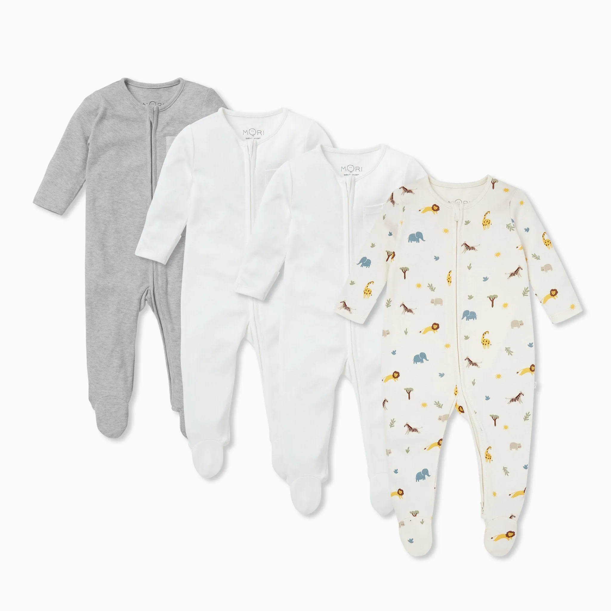 Safari Clever Zip Baby Pajamas 4 Pack