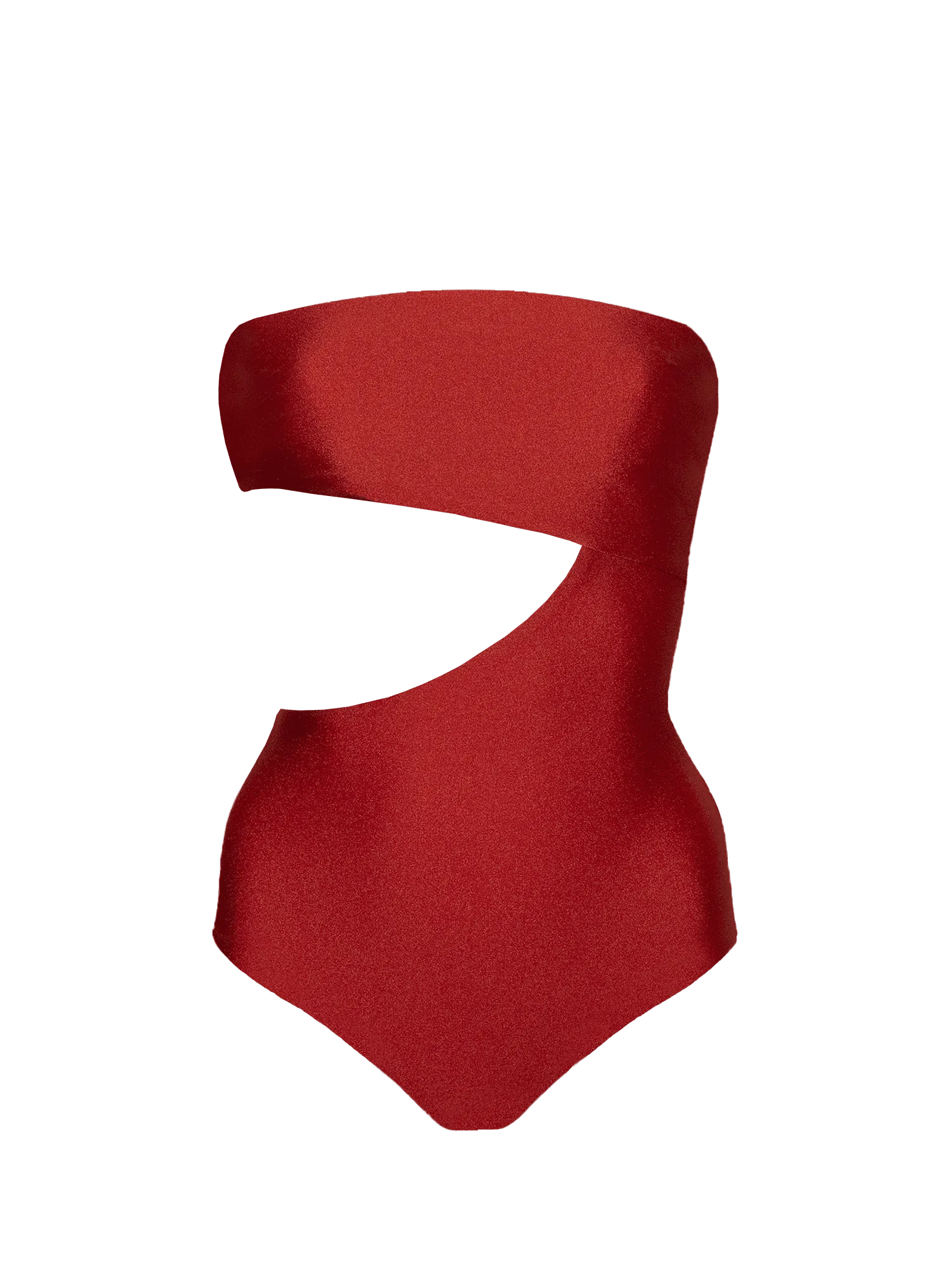 Second Skin | Shimmer ~ Strapless Cut-off One Piece - Garnet Red